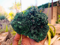 Natural Silky Crystalline Malachite Specimens x 2 From Congo
