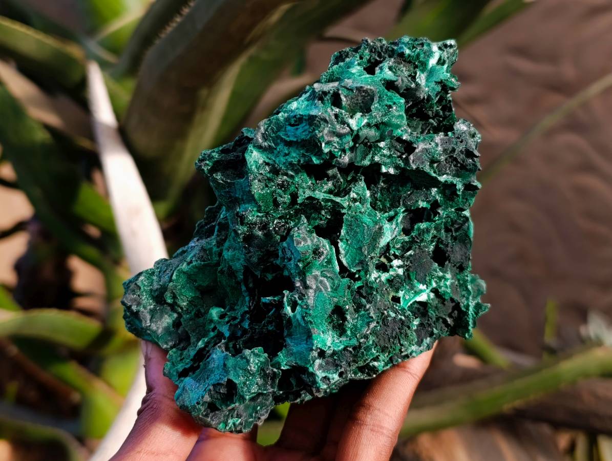 Natural Silky Crystalline Malachite Specimens x 2 From Congo - Toprock Gemstones and Minerals 