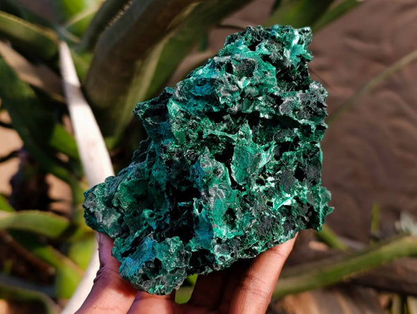 Natural Silky Crystalline Malachite Specimens x 2 From Congo