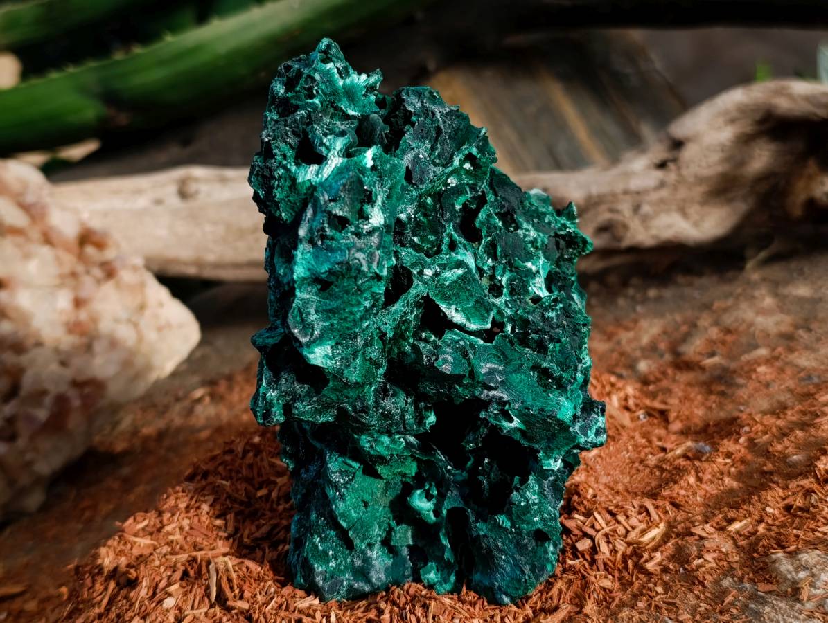 Natural Silky Crystalline Malachite Specimens x 2 From Congo - Toprock Gemstones and Minerals 