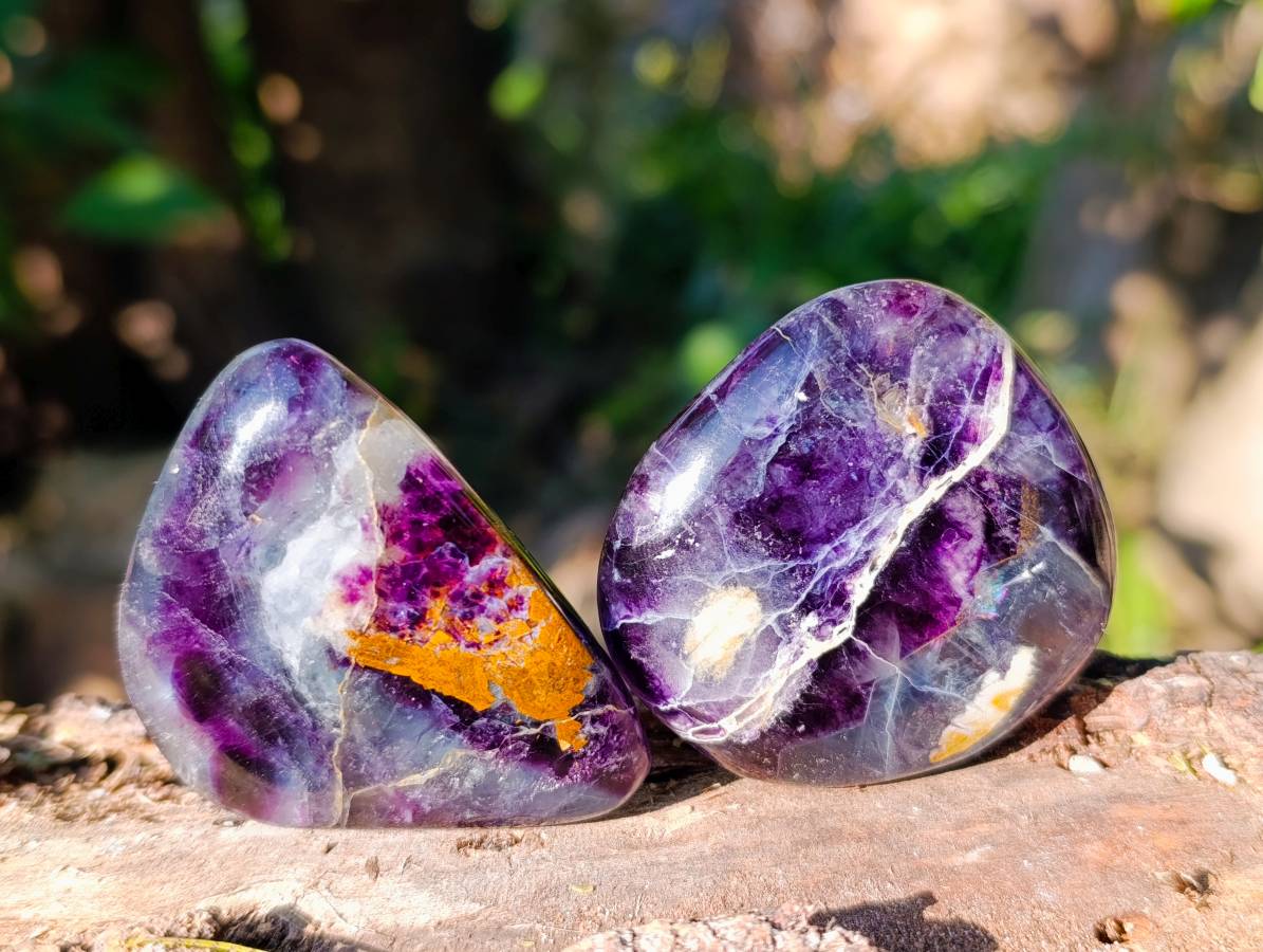 Polished Watermelon Fluorite Free Forms x 12 From Uis, Namibia - Toprock Gemstones and Minerals 