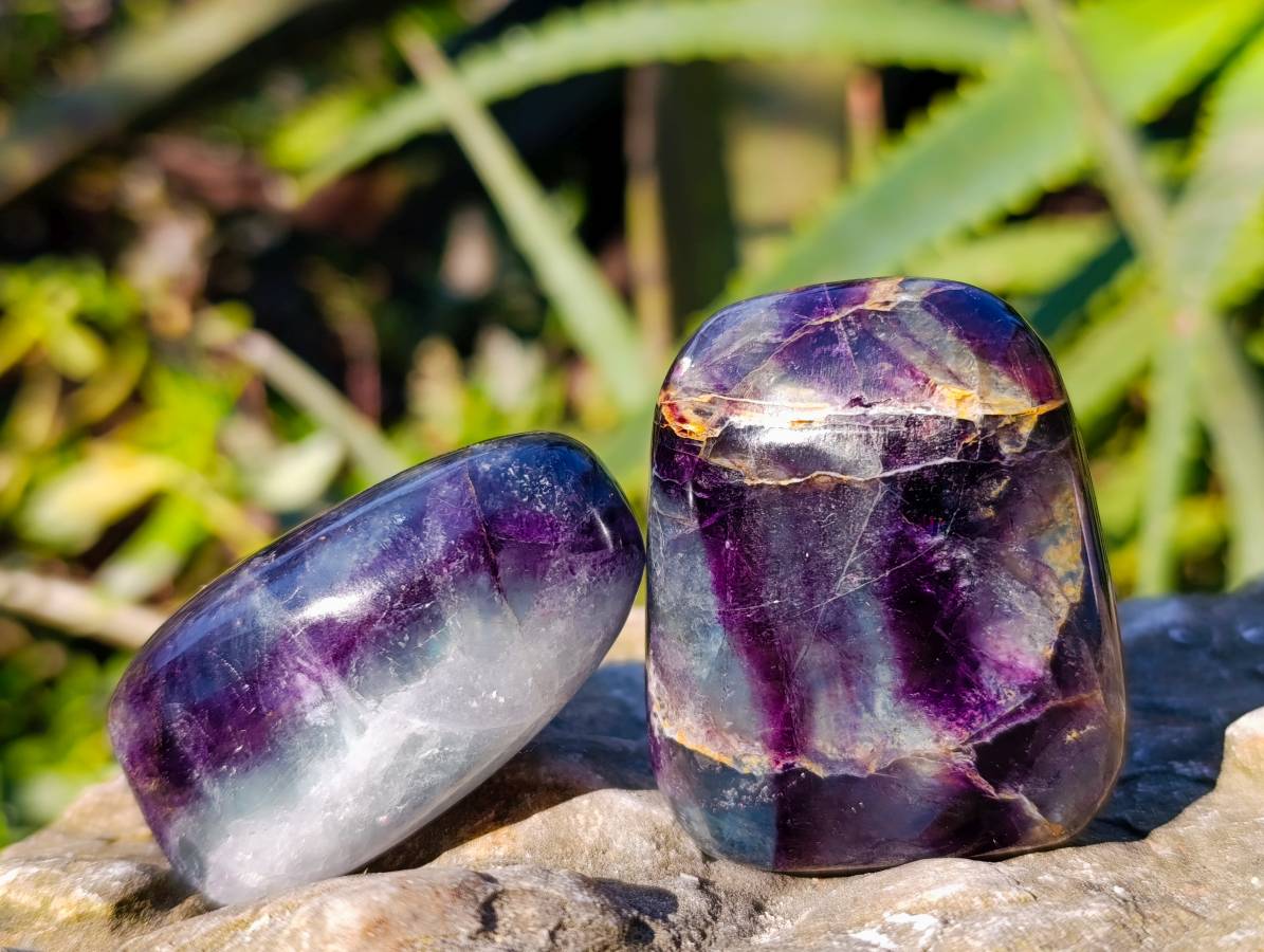 Polished Watermelon Fluorite Free Forms x 12 From Uis, Namibia - Toprock Gemstones and Minerals 