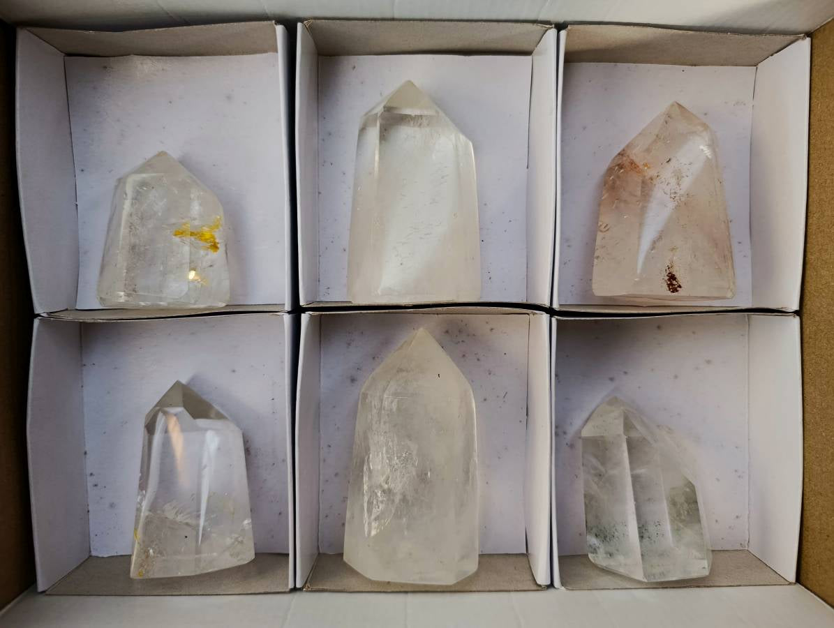 Polished Clear Quartz Crystals x 6 From Madagascar - Toprock Gemstones and Minerals 