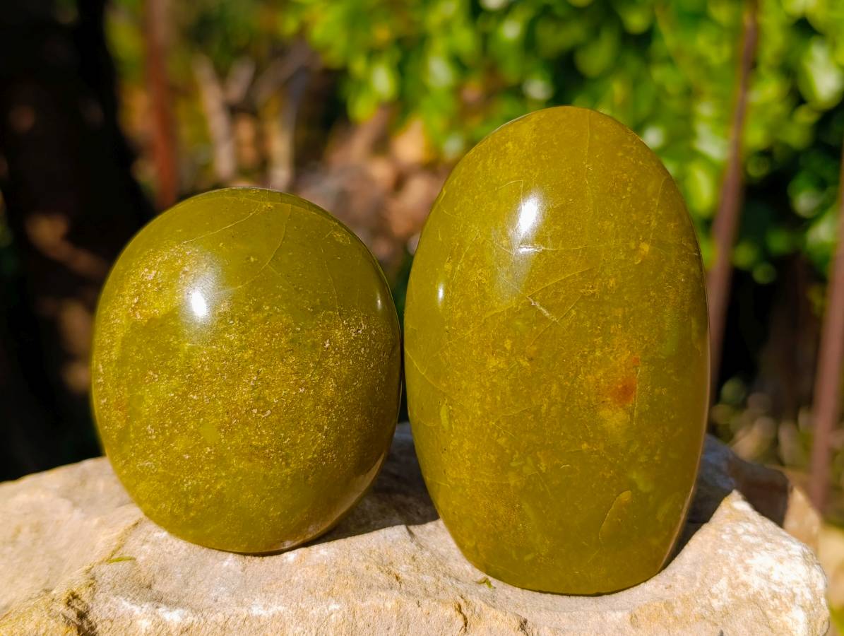 Polished Green Opal Standing Free Forms x 6 From Madagascar - Toprock Gemstones and Minerals 