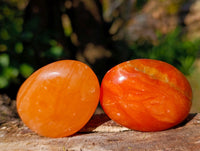 Polished Orange Twist Calcite Palm Stones x 28 From Madagascar - Toprock Gemstones and Minerals 