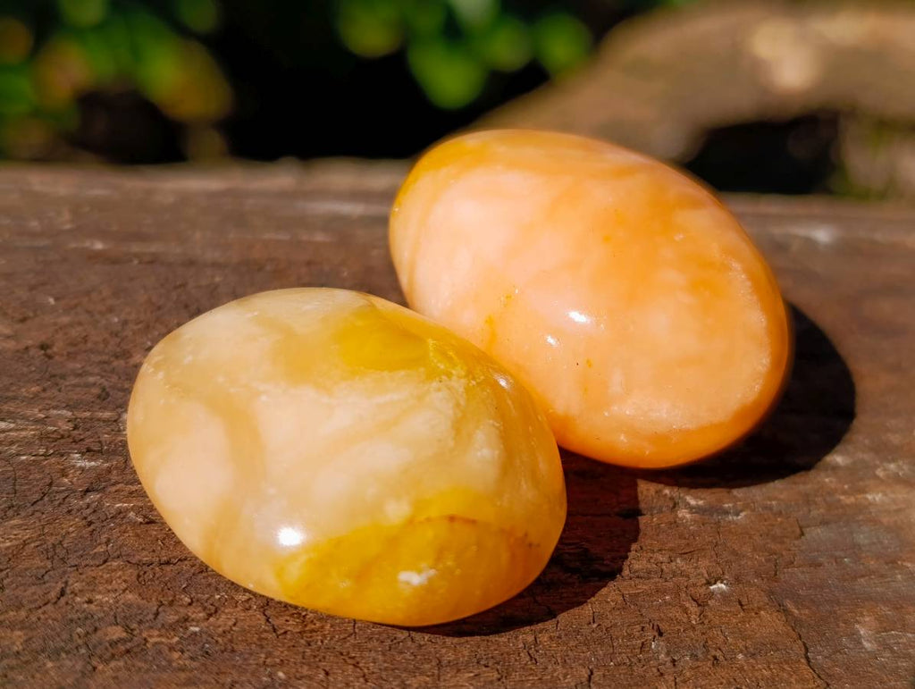 Polished Orange Twist Calcite Palm Stones x 28 From Madagascar - Toprock Gemstones and Minerals 