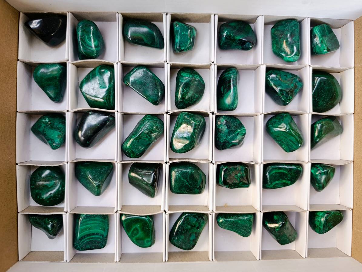 Polished Flower Banded Malachite Free Forms x 35 From Congo - Toprock Gemstones and Minerals 