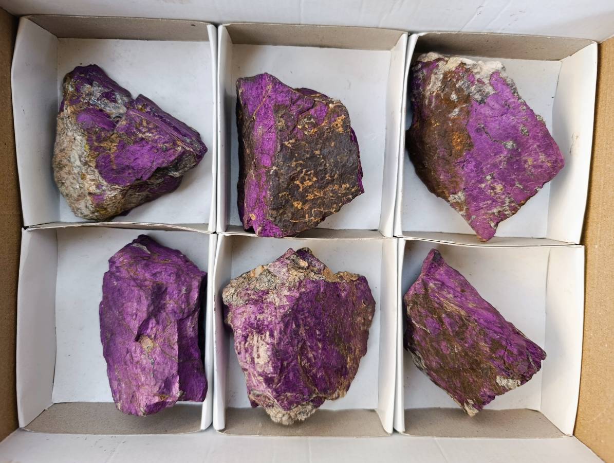 Natural Metallic Purpurite Specimens x 6 From Erongo, Namibia - Toprock Gemstones and Minerals 