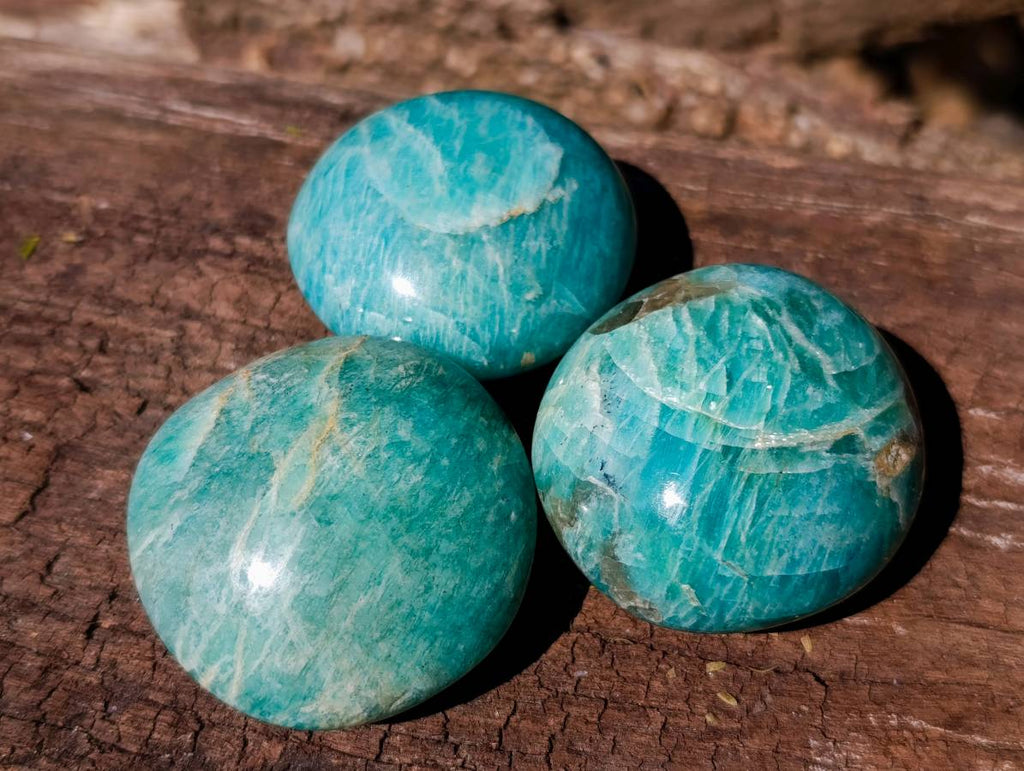 Polished Amazonite Palm Stones x 12 From Madagascar - Toprock Gemstones and Minerals 