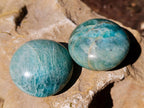 Polished Amazonite Palm Stones x 12 From Madagascar - Toprock Gemstones and Minerals 