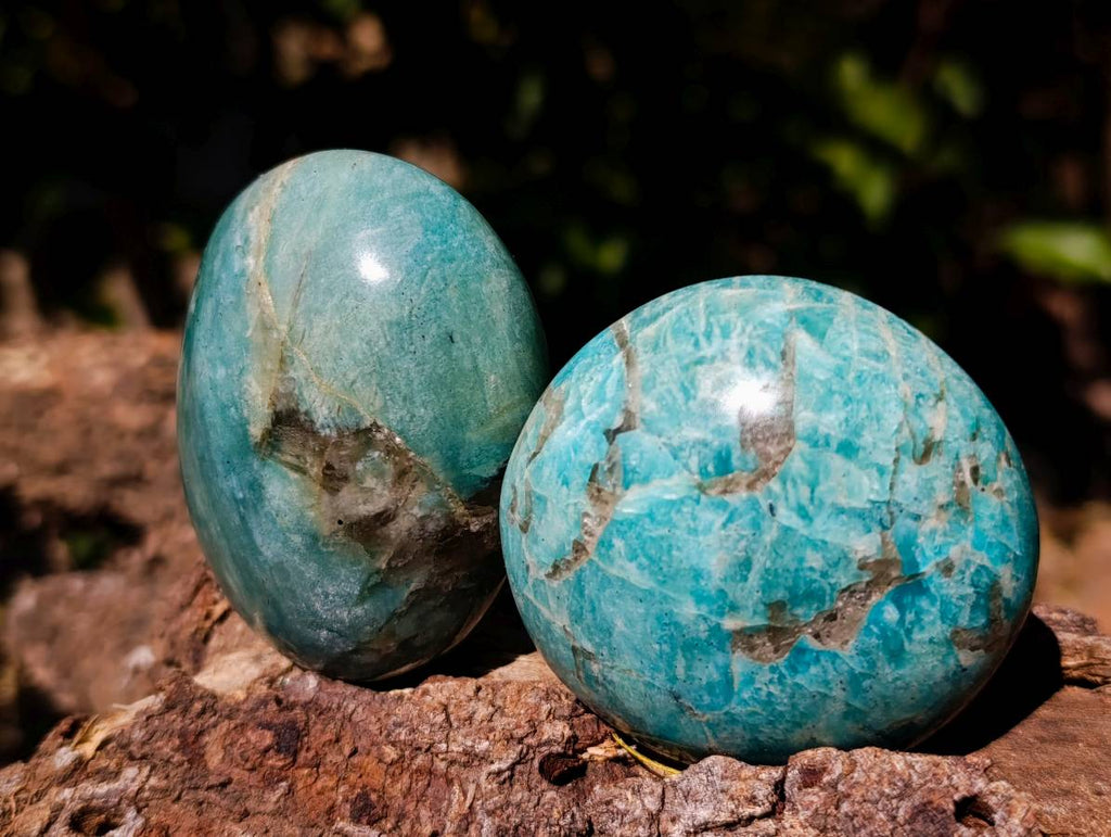 Polished Amazonite Palm Stones x 12 From Madagascar - Toprock Gemstones and Minerals 