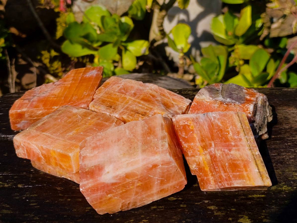 Natural Sunset Orange Calcite Specimens x 6 From Spitzkop, Namibia - Toprock Gemstones and Minerals 