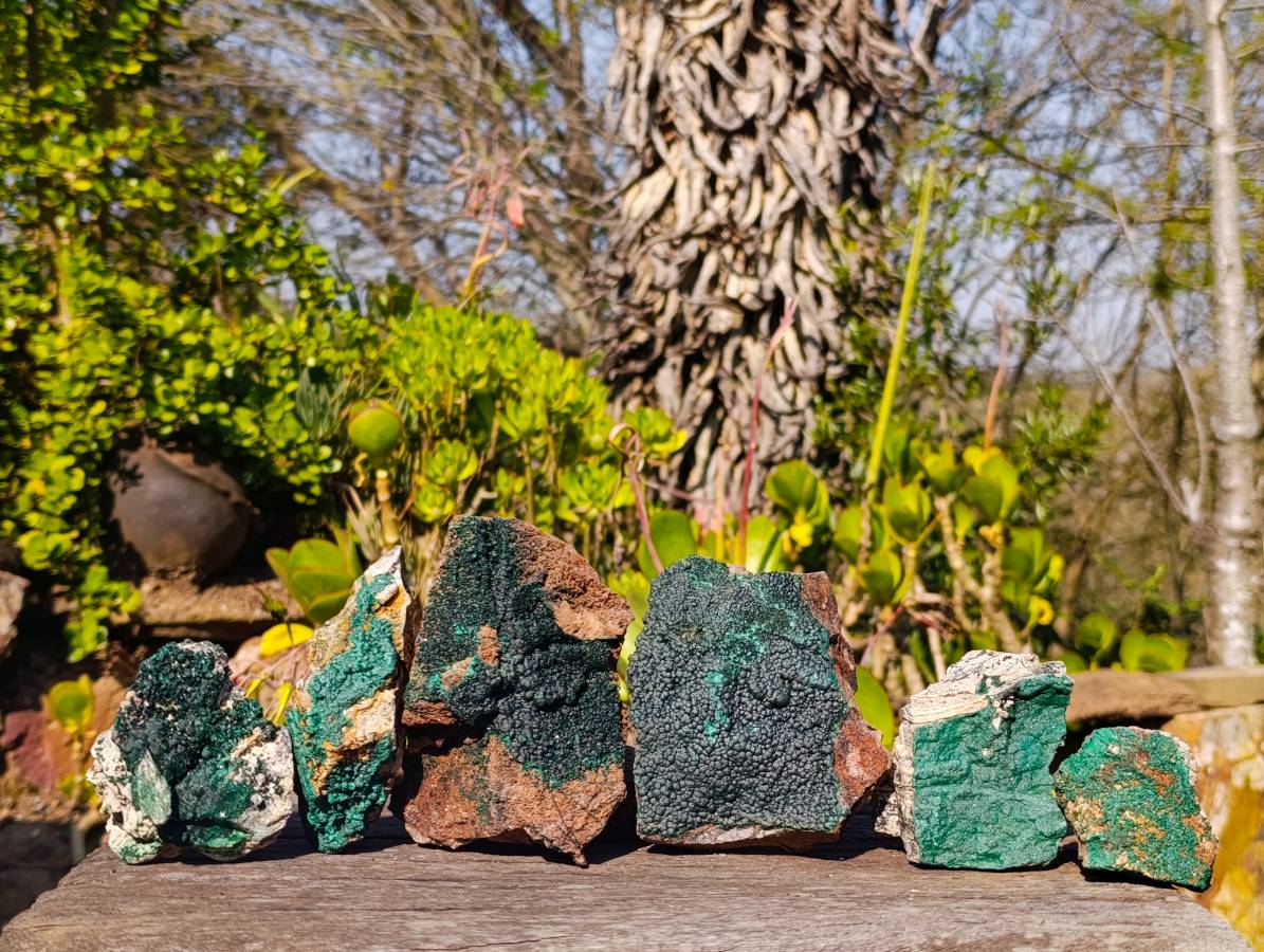 Natural Crystalline Malachite Specimens x 6 From Congo - Toprock Gemstones and Minerals 