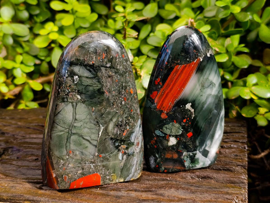Polished Bloodstone Standing Free Forms x 2 From Swaziland - Toprock Gemstones and Minerals 