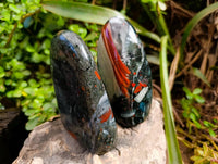 Polished Bloodstone Standing Free Forms x 2 From Swaziland