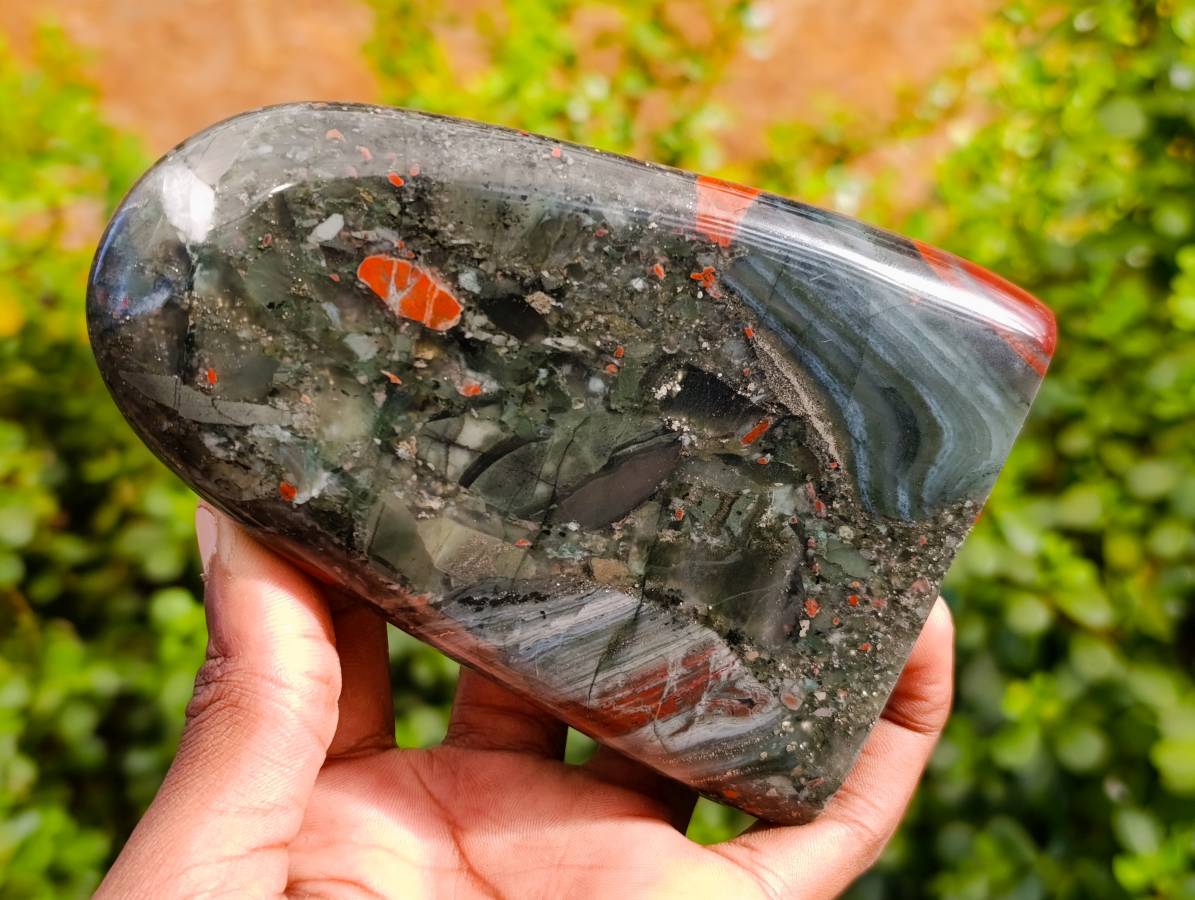 Polished Bloodstone Standing Free Forms x 2 From Swaziland - Toprock Gemstones and Minerals 