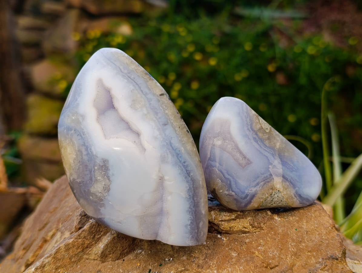 Polished Blue Lace Agate Geodes x 6 From Malawi - Toprock Gemstones and Minerals 
