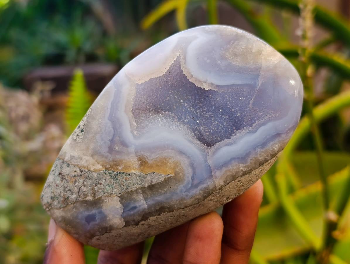 Polished Blue Lace Agate Geodes x 6 From Malawi - Toprock Gemstones and Minerals 