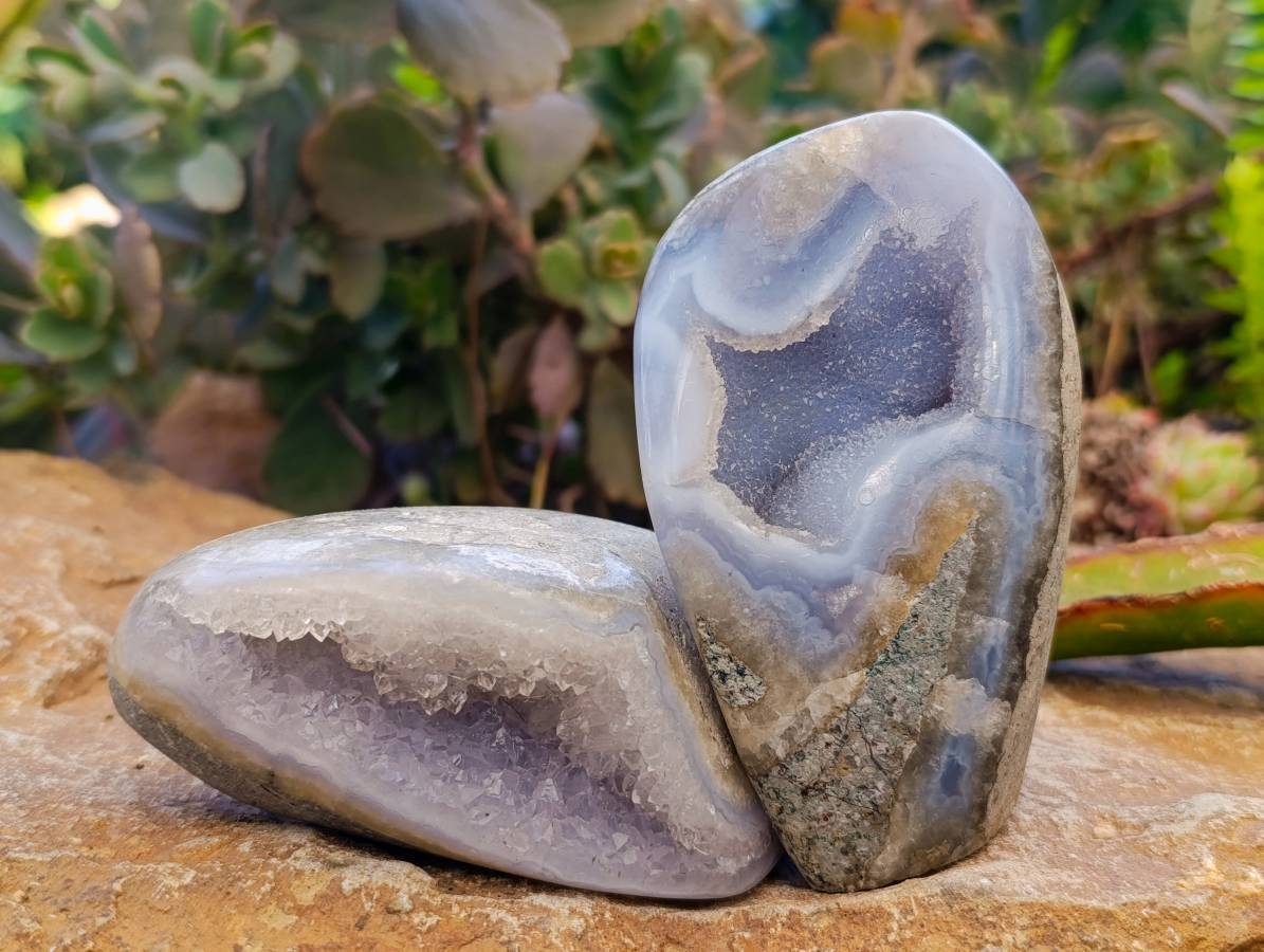 Polished Blue Lace Agate Geodes x 6 From Malawi - Toprock Gemstones and Minerals 