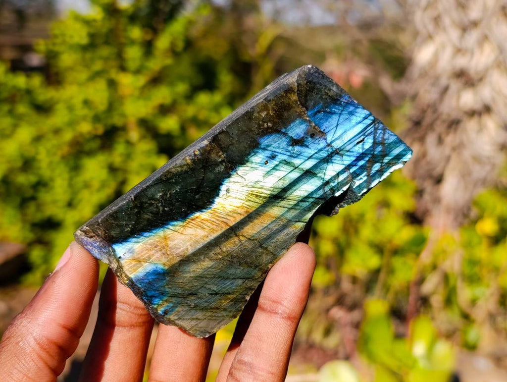 Polished On One Side Labradorite x 6 From Madagascar - Toprock Gemstones and Minerals 