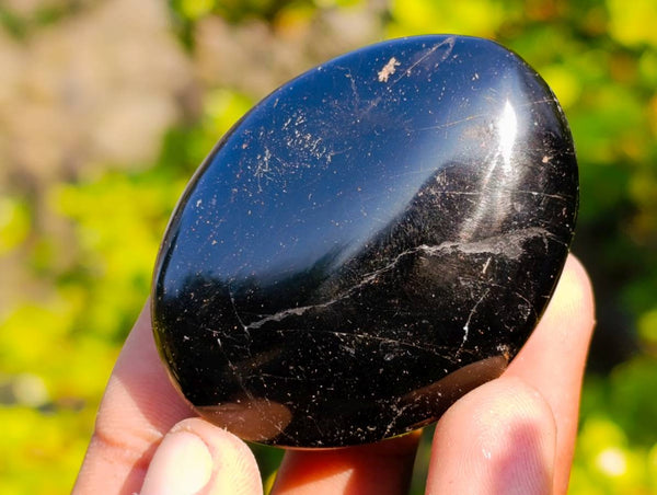 Polished Black Tourmaline Palm Stones x 20 From Madagascar