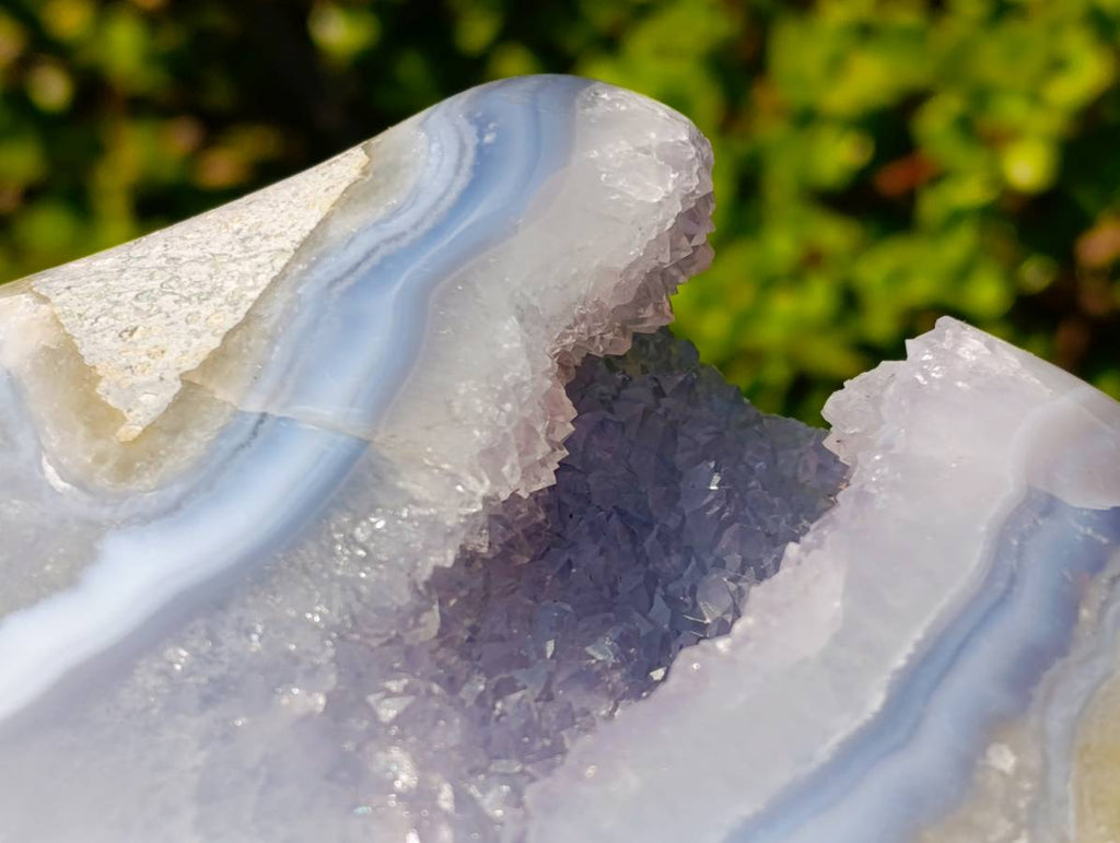 Polished Blue Lace Agate Standing Free Form x 1 From Malawi - Toprock Gemstones and Minerals 
