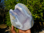 Polished Blue Lace Agate Standing Free Form x 1 From Malawi - Toprock Gemstones and Minerals 