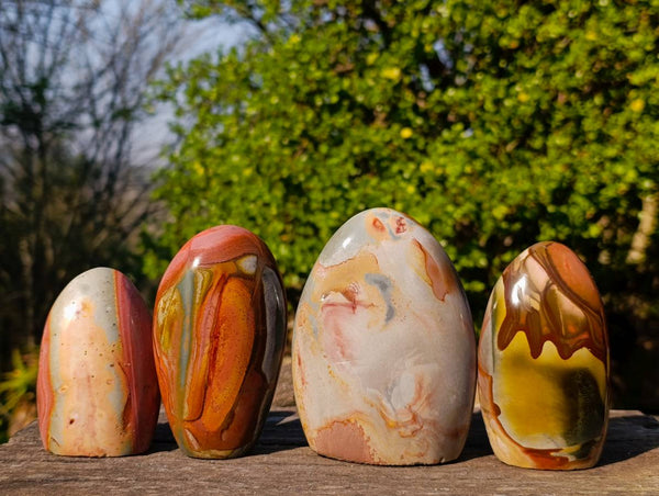 Polished Polychrome Jasper Standing Free Forms x 4 From Madagascar