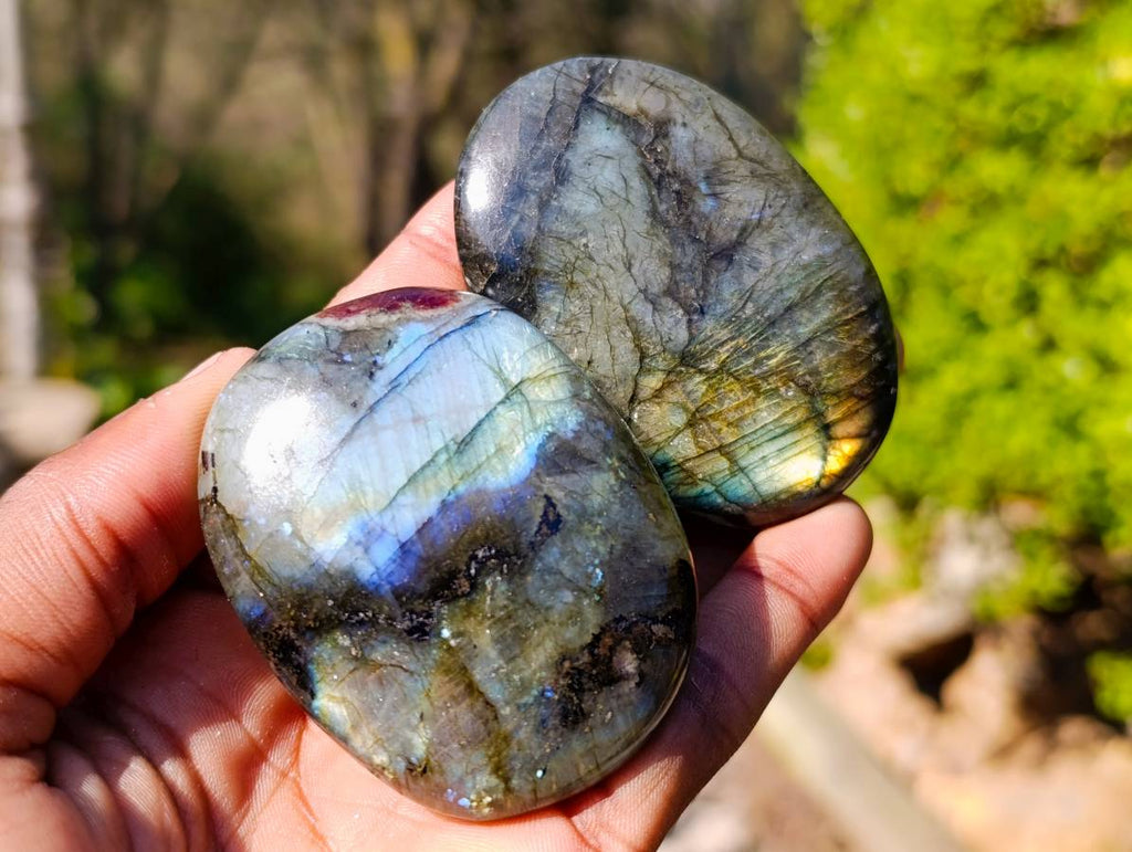 Polished Labradorite Palm Stones x 12 From Tulear, Madagascar - Toprock Gemstones and Minerals 