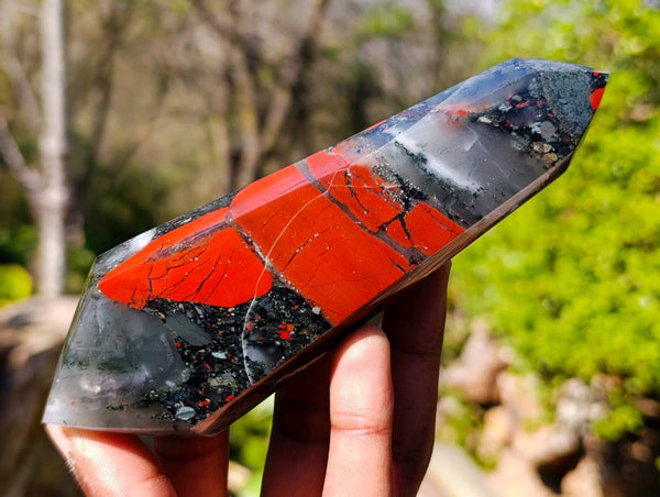Polished Double Terminated Bloodstone Points x 6 From Swaziland
