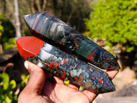 Polished Double Terminated Bloodstone Points x 6 From Swaziland