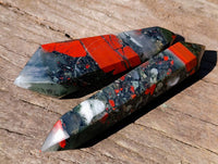 Polished Double Terminated Bloodstone Points x 6 From Swaziland