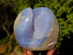Polished Blue Lace Agate Standing Free Forms x 2 From Malawi - Toprock Gemstones and Minerals 