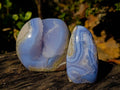 Polished Blue Lace Agate Standing Free Forms x 2 From Malawi - Toprock Gemstones and Minerals 