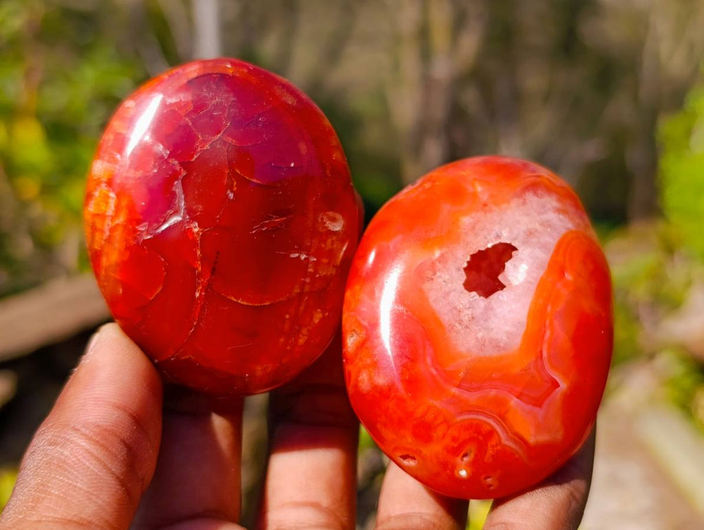 Polished Carnelian Agate Palm Stones x 16 From Madagascar - Toprock Gemstones and Minerals 