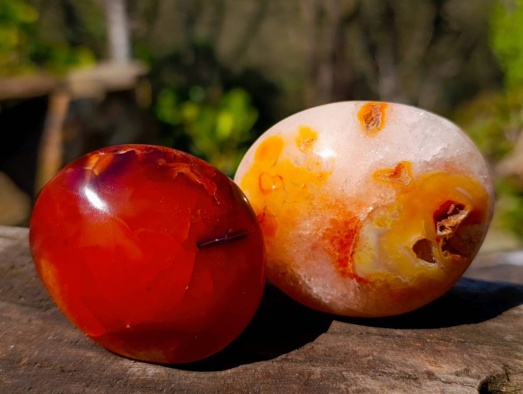 Polished Carnelian Agate Palm Stones x 16 From Madagascar - Toprock Gemstones and Minerals 
