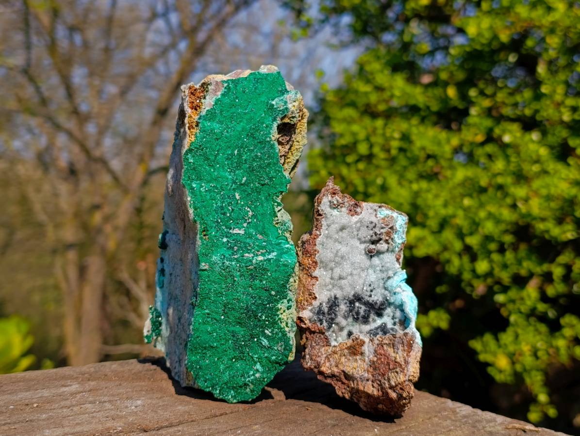 Natural Drusy Chrysocolla Specimens x 2 From Congo - Toprock Gemstones and Minerals 