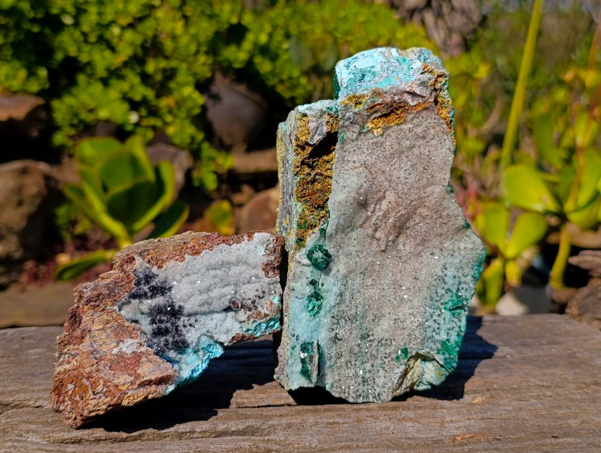 Natural Drusy Chrysocolla Specimens x 2 From Congo - Toprock Gemstones and Minerals 