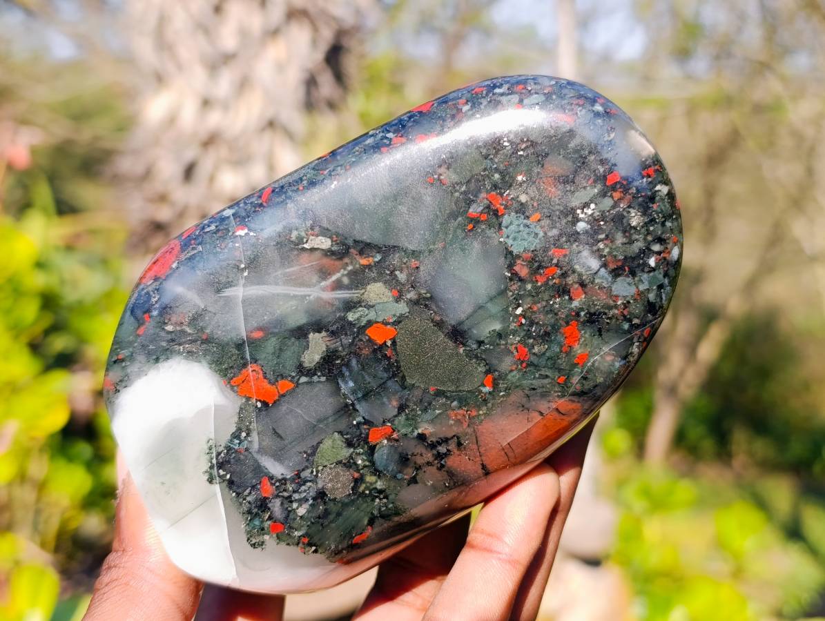 Polished Bloodstone Standing Free Forms x 3 From Swaziland - Toprock Gemstones and Minerals 