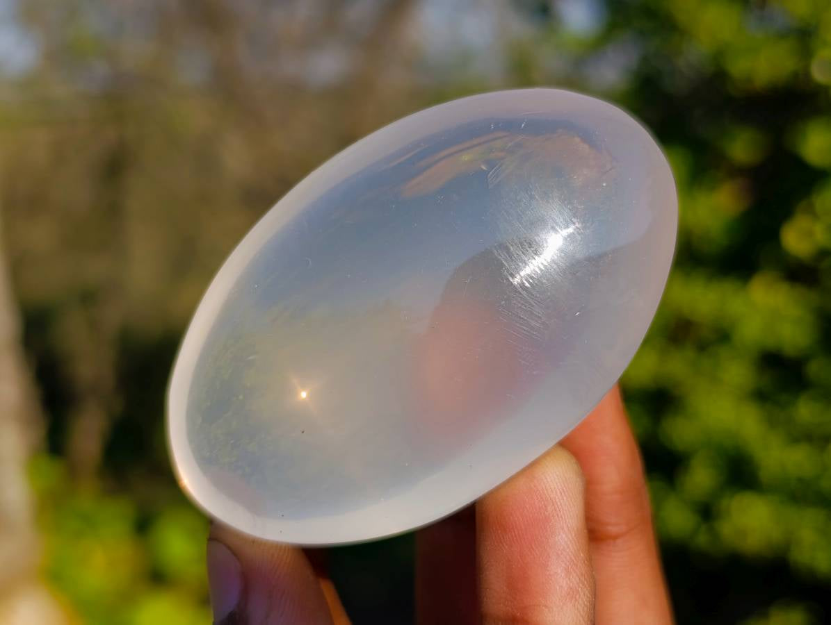 Polished Girasol Pearl Quartz Palm Stones x 12 From Ambatondrazaka, Madagascar - Toprock Gemstones and Minerals 