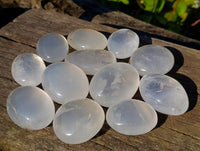 Polished Girasol Pearl Quartz Palm Stones x 12 From Ambatondrazaka, Madagascar