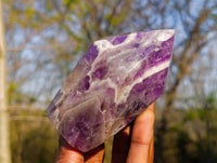 Polished Chevron Amethyst Points x 3 From Zambia