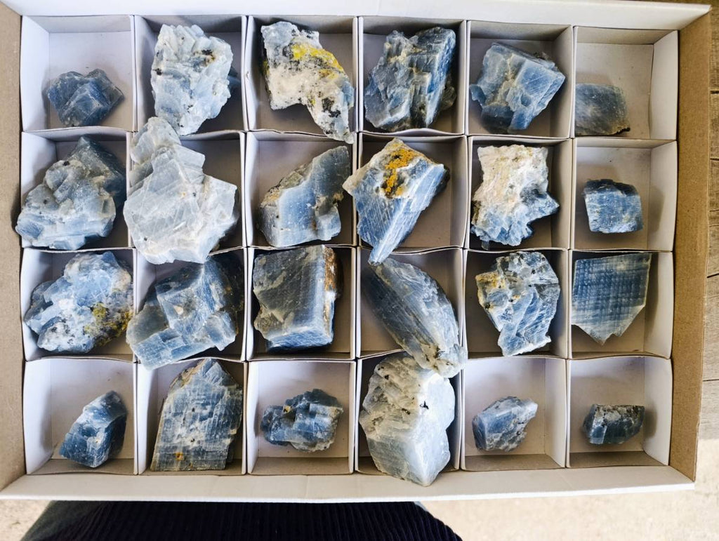 Natural Sky Blue Calcite Specimens x 24 From Namibia - Toprock Gemstones and Minerals 