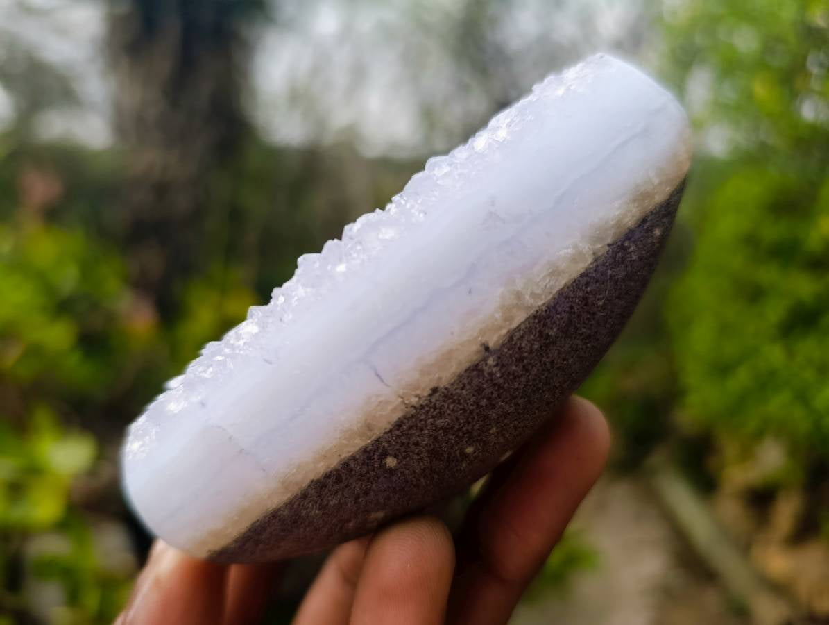 Polished Blue Lace Agate Geodes x 4 From Malawi - Toprock Gemstones and Minerals 