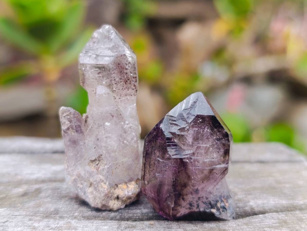 Natural Smokey Window Amethyst Crystals x 20 From Chiredzi, Zimbabwe - Toprock Gemstones and Minerals 