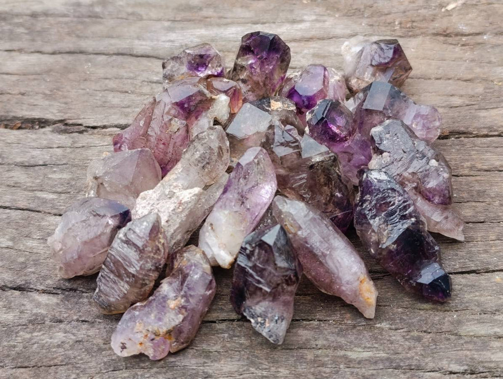 Natural Smokey Window Amethyst Crystals x 20 From Chiredzi, Zimbabwe - Toprock Gemstones and Minerals 