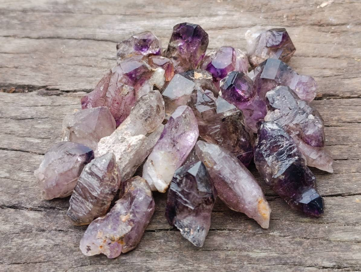 Natural Smokey Window Amethyst Crystals x 20 From Chiredzi, Zimbabwe - Toprock Gemstones and Minerals 