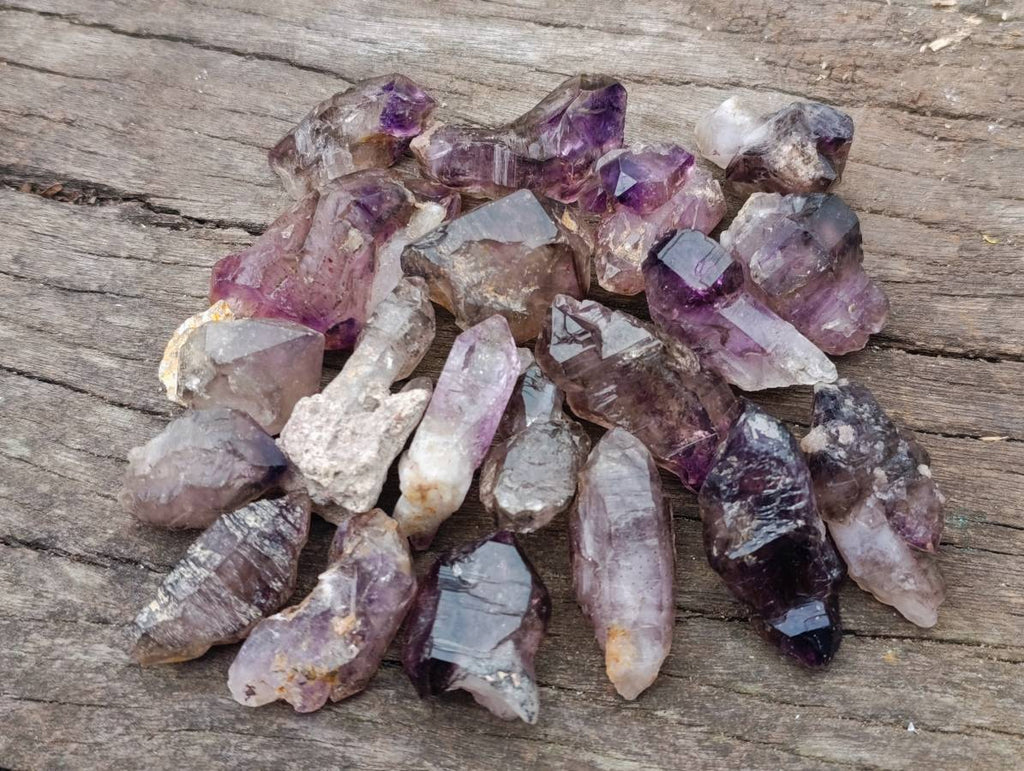 Natural Smokey Window Amethyst Crystals x 20 From Chiredzi, Zimbabwe - Toprock Gemstones and Minerals 