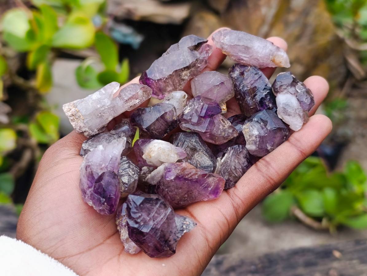 Natural Smokey Window Amethyst Crystals x 20 From Chiredzi, Zimbabwe - Toprock Gemstones and Minerals 