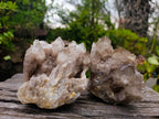 Natural Phantom Smokey Quartz Clusters x 2 From Luena, Congo - Toprock Gemstones and Minerals 